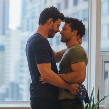 francois arnaud (left) as scott hunter and robbie g.k. (right) as kip grady in episode three of heated rivalry. ﻿